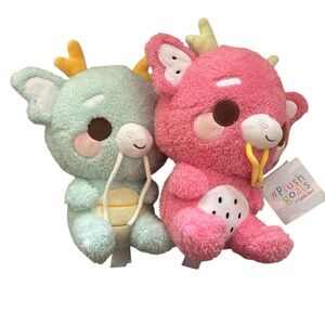 Cuddle Barn Plush Dorian the Dragon Fruit and Kai the Mythical Kirin.
